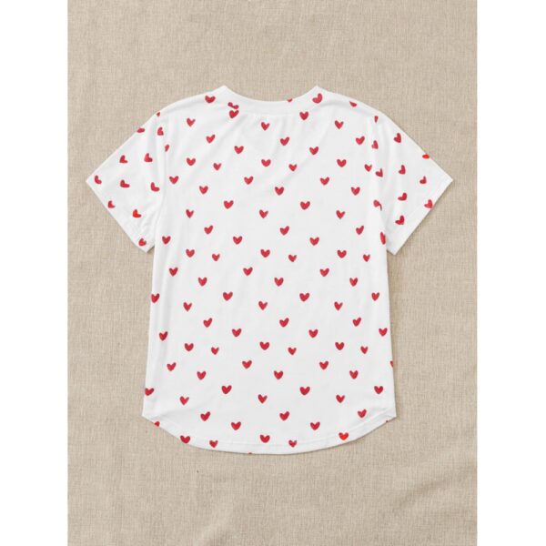 Summer New Style Lovely Love Printing V-Neck Short-Sleeved T-Shirt - Image 2