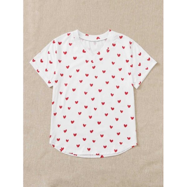 Summer New Style Lovely Love Printing V-Neck Short-Sleeved T-Shirt - Image 3