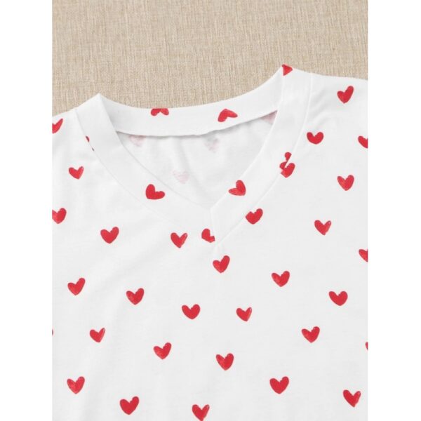 Summer New Style Lovely Love Printing V-Neck Short-Sleeved T-Shirt - Image 5