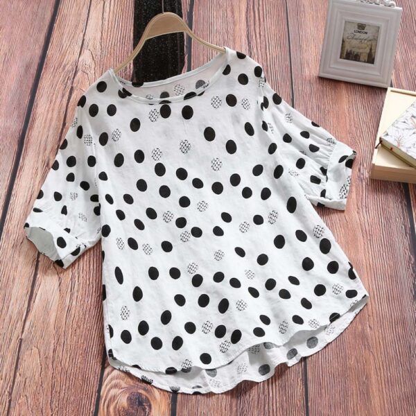 Hot Style Retro Cotton Short Sleeve Casual Loose T-Shirt Women - Image 3