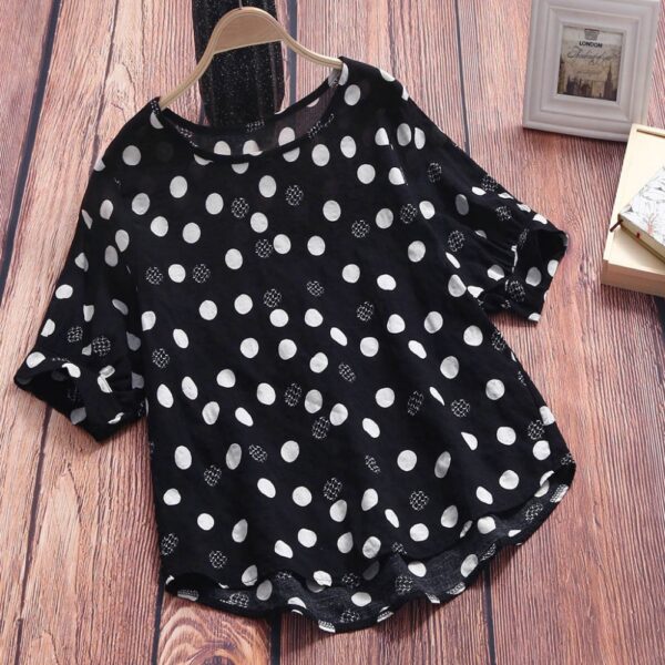 Hot Style Retro Cotton Short Sleeve Casual Loose T-Shirt Women - Image 5