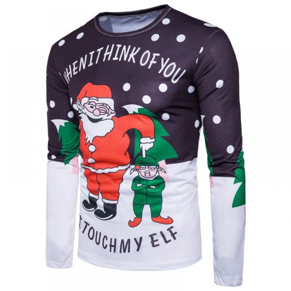 New Festive Santa and Villain Jacquard Men's Printed Long-Sleeved T-Shirt - Image 2