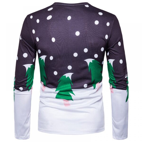 New Festive Santa and Villain Jacquard Men's Printed Long-Sleeved T-Shirt - Image 3