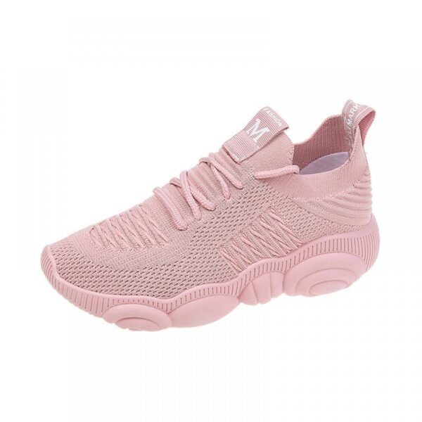 Summer and Autumn New Sports Shoes Female Flying Woven Student Running Shoes Breathable Socks Shoes Women - Image 3
