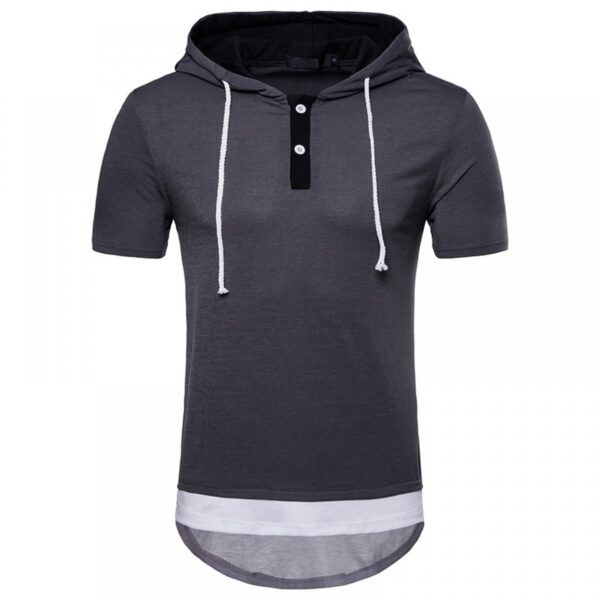 New Men's Plus Size Hip-Hop Arc Short-Sleeved Hooded T-Shirt - Image 4