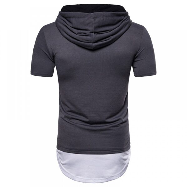 New Men's Plus Size Hip-Hop Arc Short-Sleeved Hooded T-Shirt - Image 5
