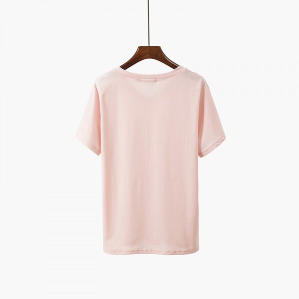 Fat Plus Size Women's Pure Color Wild Thin Love Printing Short-Sleeved T-Shirt Women - Image 2
