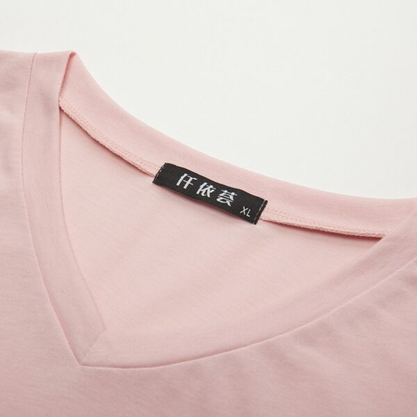 Fat Plus Size Women's Pure Color Wild Thin Love Printing Short-Sleeved T-Shirt Women - Image 3
