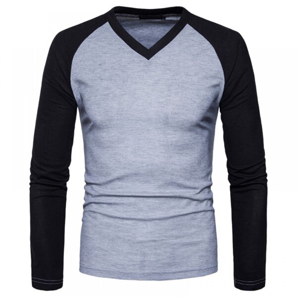 Fashion V-Neck Long Sleeve T-Shirt - Image 3