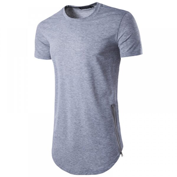 Men's High Street Style Double Zipper Long Round Neck T-Shirt Multicolor Large Size Short-Sleeved T-Shirt - Image 4