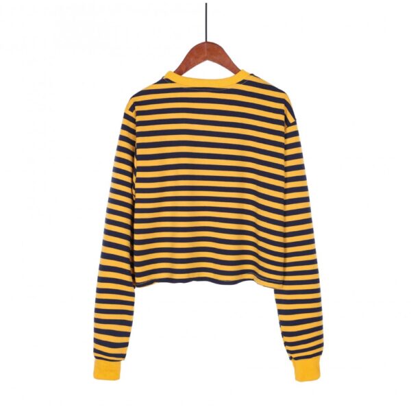 Explosive Hot Sale Striped Contrast Color Short Sweater T-Shirt - Image 2