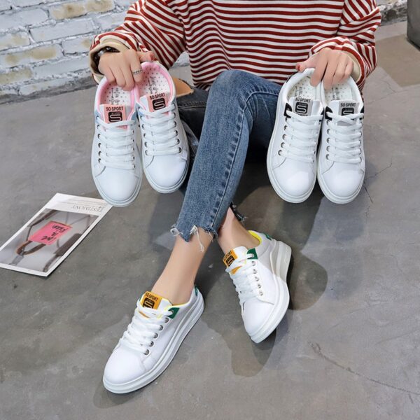 Women Fashion White Shoes Women's Thick-Soled Board Shoes New Spring Student Thick-Soled Shoes - Image 2