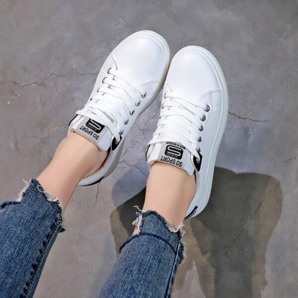 Women Fashion White Shoes Women's Thick-Soled Board Shoes New Spring Student Thick-Soled Shoes - Image 3