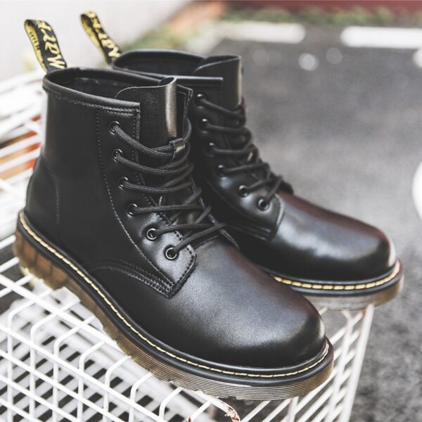 Autumn New Martin Boots Men's High-Top Short Boots Trendy Leather Mens Mid-Top Boots - Image 2
