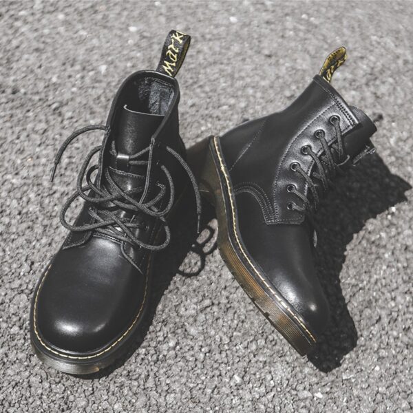 Autumn New Martin Boots Men's High-Top Short Boots Trendy Leather Mens Mid-Top Boots - Image 4