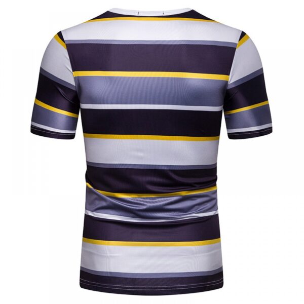 New Summer Men's Short-Sleeved T-Shirt Men's Contrast Striped Slim Casual T-Shirt - Image 5