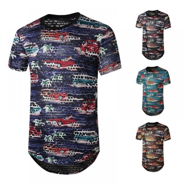 New Style Men's Plus Size Smiley Hole Short-Sleeved Hipster Hip-Hop T-Shirt - Image 2