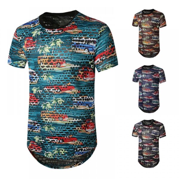 New Style Men's Plus Size Smiley Hole Short-Sleeved Hipster Hip-Hop T-Shirt - Image 4