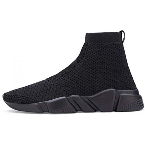 Womens Walking Shoes Mens Slip-On Sneakers Breathable Lightweight Athletic Running Shoes High Top All Black - Image 2