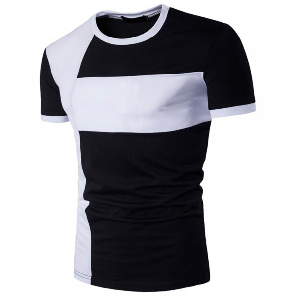 Men's Stitching Round Neck Short Sleeve Large Size T-Shirt - Image 4