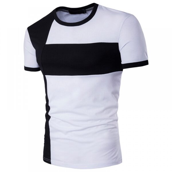 Men's Stitching Round Neck Short Sleeve Large Size T-Shirt - Image 5