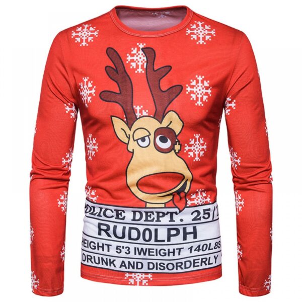 New Style Men's Special Letter 3D Printing Round Neck Long Sleeve T-Shirt - Image 4