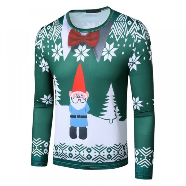 New 3D Personality Printing Fashion Men's Christmas Santa Pattern Long Sleeve T-Shirt - Image 3