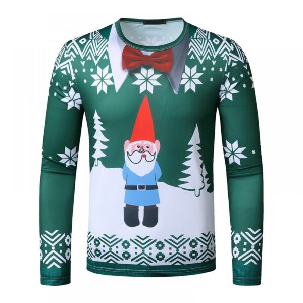 New 3D Personality Printing Fashion Men's Christmas Santa Pattern Long Sleeve T-Shirt - Image 4