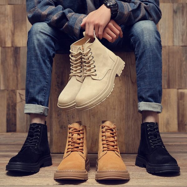 Men's Shoes Autumn and Winter New Martin Boots Men's High-Top Leather Shoe Men's Short Boots - Image 4