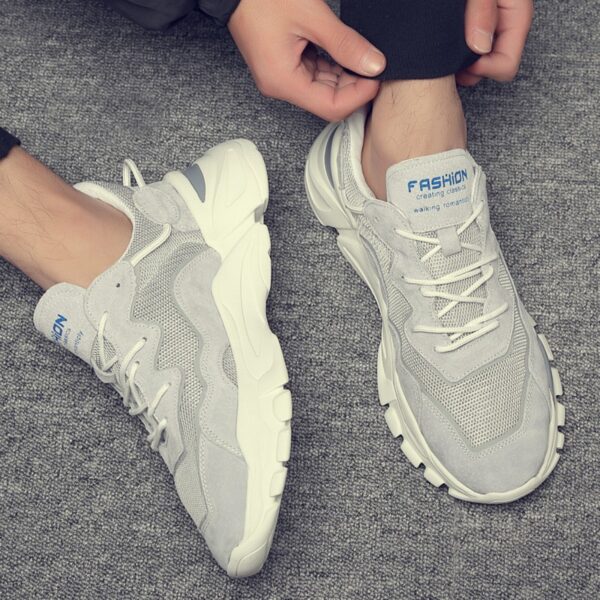 Men's Shoes Summer Leather Mesh Breathable Sneakers Trend Small White Shoes Mens Casual Shoes - Image 2