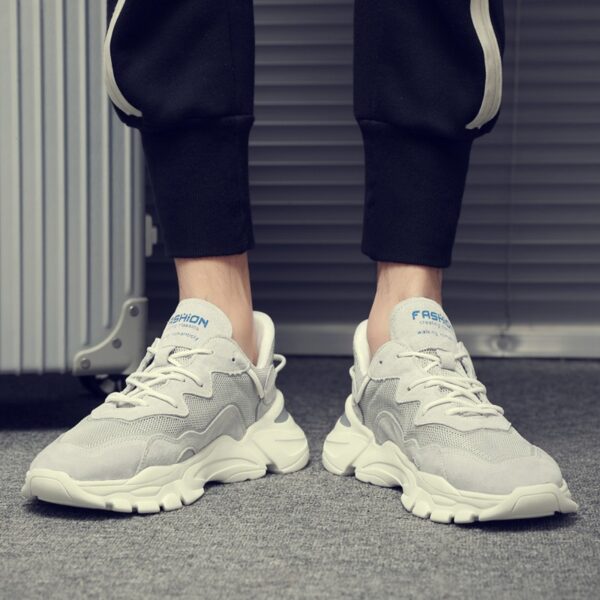 Men's Shoes Summer Leather Mesh Breathable Sneakers Trend Small White Shoes Mens Casual Shoes - Image 4