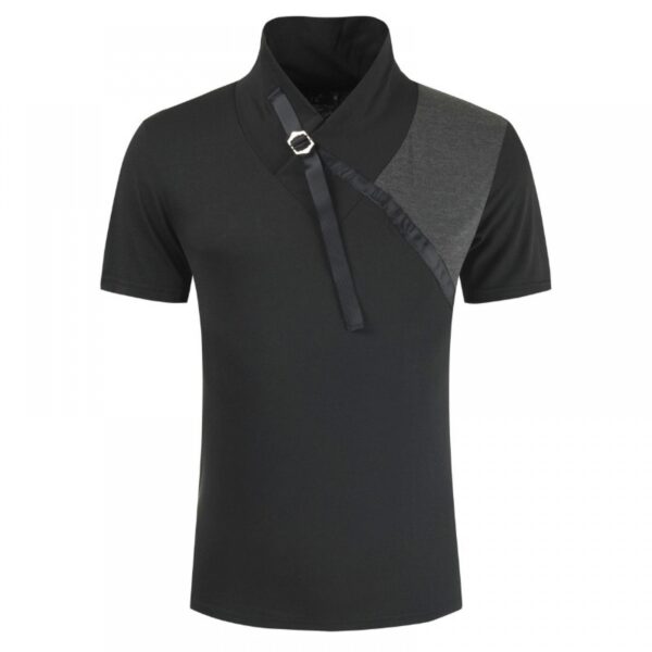 Summer Color Matching Business Casual Shirt Lapel T-Shirt Men's Shirt Collar Short-Sleeved Shirt Work Bottoming Shirt - Image 2