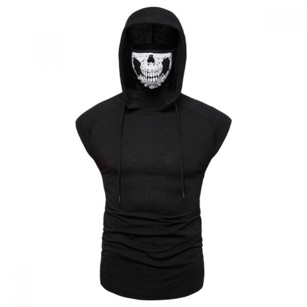 Large Size Hooded Fashion Sleeveless T-Shirt Men's Vest Sleeveless T-Shirts - Image 3