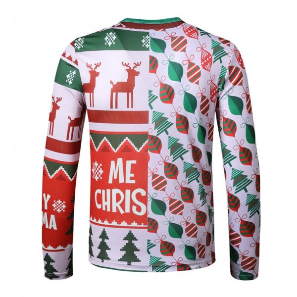 New 3D Personality Fake Two-Piece Printing Fashion Men's Christmas Long-Sleeved T-Shirt - Image 3