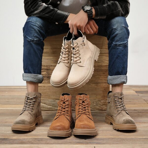 Martin Boots Men's New British Short Boots Mid-Cut Boots Trendy Shoes High-Top Military Boots - Image 3