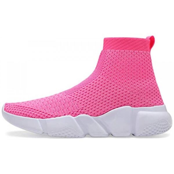 Womens Walking Shoes Mens Slip-On Sneakers Breathable Lightweight Athletic Running Shoes High Top Pink - Image 2