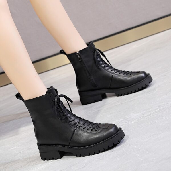 Women's Martin Boots Thick-Soled  Female Spring And Autumn Thick Heel Short Boots - Image 4