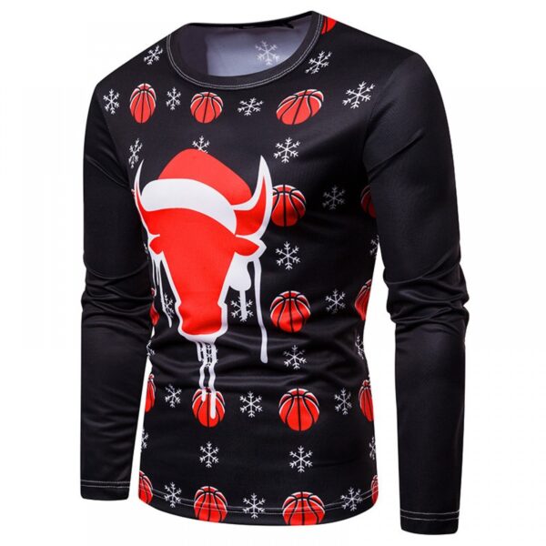 New 3D Personality Printing Fashion Men's Christmas Pattern Long-Sleeved T-Shirt - Image 2