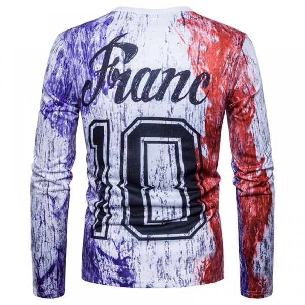 Fashion Men's Casual Personality Splash Ink Letter Printing Long-Sleeved T-Shirt - Image 3