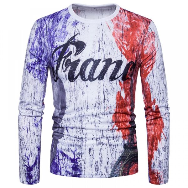 Fashion Men's Casual Personality Splash Ink Letter Printing Long-Sleeved T-Shirt - Image 4